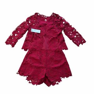 SAYLOR Revolve NWT Lace Red Romper Set
